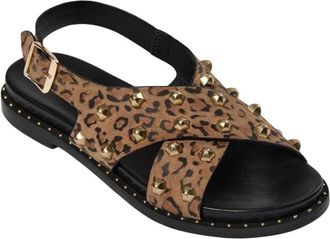 Sofie Schnoor Leopard Sandal Model Janesw S251701 - Dames - Sandalen - Bruin - 38 EU - Leer - Schoenen