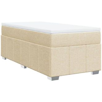 vidaXL Cama Box Spring Con Colch&oacute;n Tela Color Crema 90x190 Cm Vidaxl