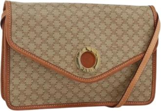 Celine Pre-owned Cross Body Bags, female, Beige, Size: ONE SIZE Pre-owned Vintage macadam circle logo shoulder bag