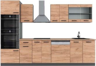 Vicco Mueble De Cocina R-line, Oro Power Roble/antracita, 300 Cm Con Armario Alto, Et Roble, Vicco