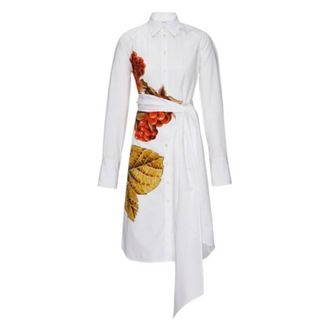 Ferragamo Botanical Print Cotton Shirt Dress, Brand Size 38 ( US Size 4 )