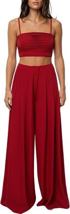 JLUXLABEL Serenade Crop Top & Wide Leg Pants in Red at Nordstrom, Size Medium