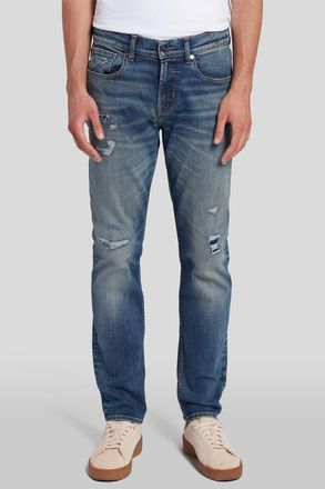 7 For All Mankind Mens Men Jeans Slimmy Tapered Slim Fit - Dark Blue - Size 34 (Waist)
