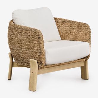 Sklum Sklum - Sill&oacute;n De Jard&iacute;n En Madera De Acacia Y Rat&aacute;n Sint&eacute;tico Leilan
