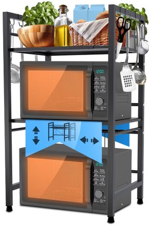 Clp Estante Marana Para Microondas Negro De 3 Niveles