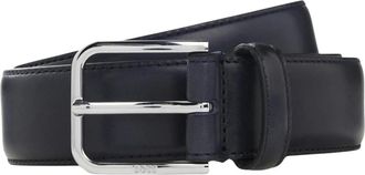 HUGO BOSS Leren zakelijke riem met gepolijpte gunmetal gesp - Heren - Riemen - Blauw - 100 CM - Accessoires