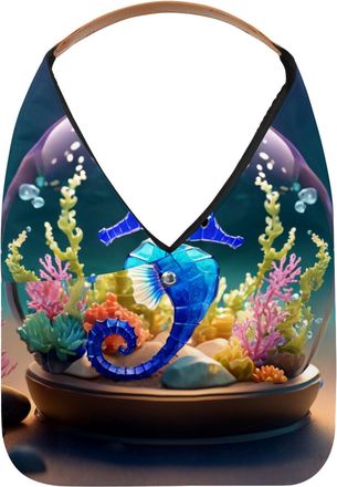 Generic Seahorse Crystal Ball Reusable Lightweight Grocery Bags - Foldable Into Compact Pouch, Washable & Sturdy, Multipurpose for Shopping and Travel