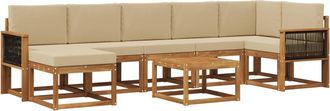 vidaXL Conjunto De Sof&aacute;s De Exterior 8 Uds. Natural Y Beige Poli&eacute;ster Vidaxl