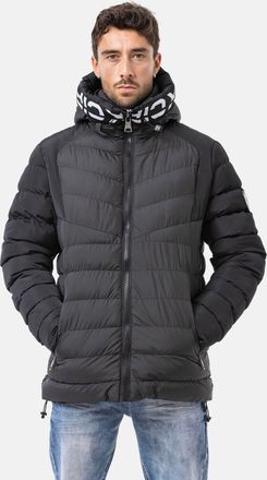 Cipo & Baxx Steppjacke CIPO & BAXX, Herren, Gr. XXL, schwarz, Web, Obermaterial: 100% Polyester, unifarben mit Farbeinsatz, normal, gerader Abschluss, Jacken Step