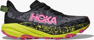 Hoka One One Womens Speedgoat 6 Running Trail Shoes In Black Neon Hoka Citrus