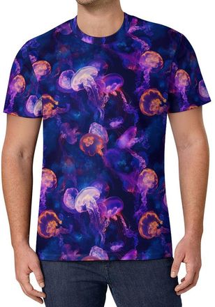 Generic Jellyfish Pattern Fashion Mens T-Shirts Short Sleeve Tee Crew Neck Summer Tops 6XL