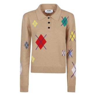 Msgm Msgm, Dames, Truien, Beige, Maat: S Wol
