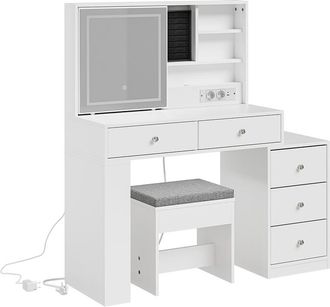 SoBuy Sobuy Escritorio Para Ordenador Con 5 Cajones Blanco 120x40x127cm Moderno Fwt114-e-w