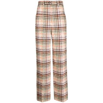 Sonia Rykiel Pantaloni a gamba dritta in lana infeltrita a quadri - - Trousers - Donna - Multicolore - S