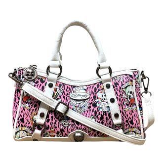 Ed Hardy Womens Small Hazel Satchel Bag, Pink/White, One Size