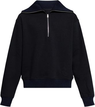 Jil Sander Sweatshirt met Geborduurd Logo - Heren - Vesten met rits - Zwart - L - Katoen - Hoodies & sweatvesten