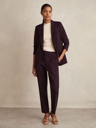 Reiss Womens Burgundy Slim Fit Suit Trousers, Size: 18