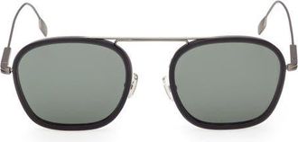 Ermenegildo Zegna 51mm Navigator Sunglasses in Satin Dark Grey/milky Grey at Nordstrom