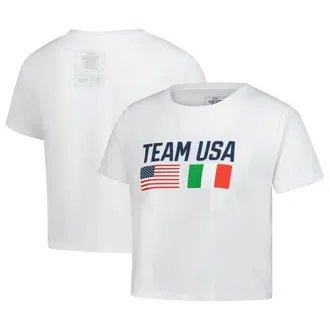 Outerstuff Womens White Team USA Country Flags Loose Cropped T-Shirt at Nordstrom, Size X-Large