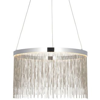 Loops Circular Ceiling Pendant Light Fitting - Chrome Plate & Silver Waterfall Chains in Metallics