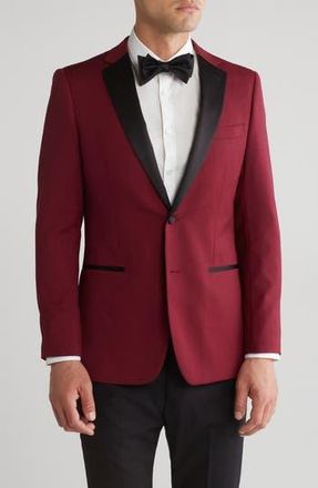 Cavalli Black Peak Satin Lapel Dinner Jacket in Burgundy at Nordstrom Rack, Size 38 Us / 48 Eu