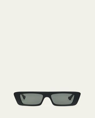 Gucci Mens Logo Rectangle Acetate Sunglasses