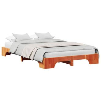 Berkfield Home Modern Bed Frame Wax brown Solid pine wood 135 x 190 cm Durable