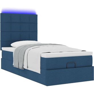 vidaXL Estructura De Cama Otomana Con Colch&oacute;n Tela Azul 90x190 Cm Vidaxl