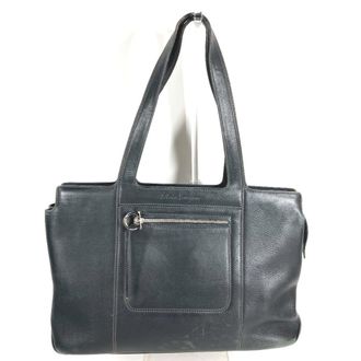 Ferragamo Black Leather Shoulder Bag Tote Bag (Pre-Owned)