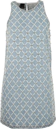 Pinko Amorino Dress - Dames - Korte kleedjes - Blauw - XS - Katoen - Kleedjes