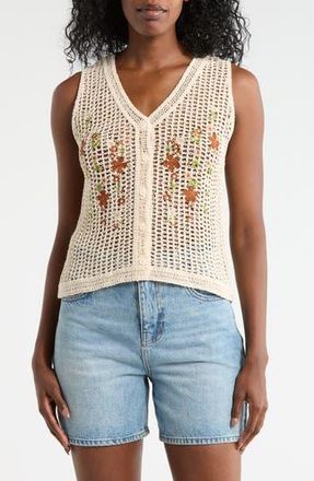 Forgotten Grace Embroidered Crochet Tank in Ivory at Nordstrom Rack, Size X-Large