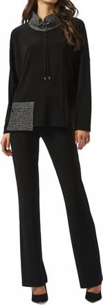 Joseph Ribkoff Silky Knit Long Sleeve Boxy Top In Black/grey
