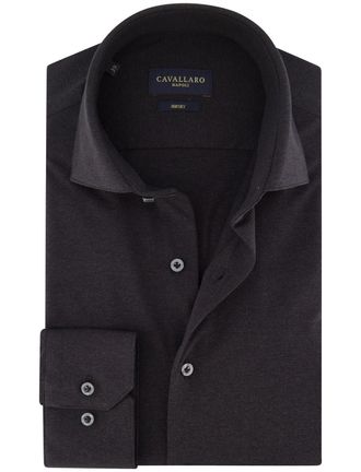 Cavallaro katoenen overhemd Cavallaro donkergrijs effen jersey
