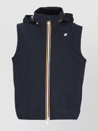 K-Way high collar sleeveless vest grosgrain trim