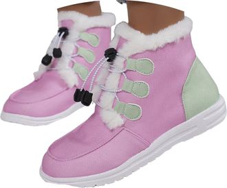 Generic Womens Snow Boots Winter Water-Resistant Faux Fur Lined Warm Outdoor Lace Up Mid-Calf Bootiesep Tread Rubber Sole for Cold Weather (3-Red, 3.5)