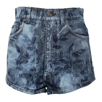 Dolce & Gabbana Floral Print Denim Shorts - Blue