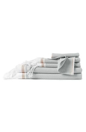 Coyuchi Mediterranean Organic Cotton 6-Piece Towel Set in Seal W/Fawn at Nordstrom, Size 6 Piece Set