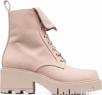Chiara Ferragni Beige Embroidered Eye Motif Leather Ankle Boots