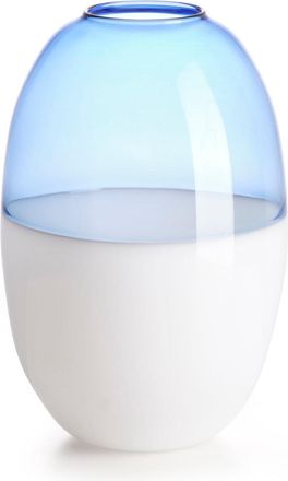 IVV vaso escarlata borosilicato efecto blanco lechoso/azul transparente h-25 cm