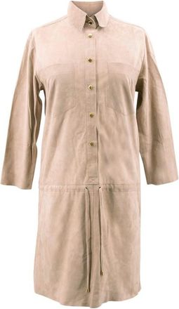La Mania Beige Perea Long Sleeved Suede Dress Size XS