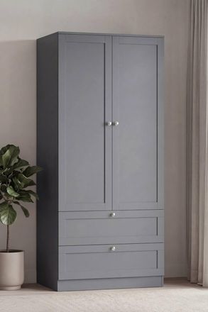 Home Discount Vida Designs Altino 2 Door 2 Drawer Wardrobe Storage Bedroom Furniture in Grey