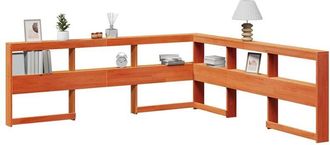 vidaXL Cabecero Cama Estanter&iacute;a Forma L Marr&oacute;n Encerado 200 Cm Vidaxl