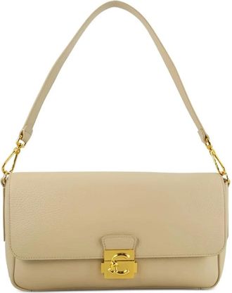 Coccinelle Large C-Me Lock Schoudertas - Dames - Schoudertassen - Beige - ONE Size - Leer - Tassen