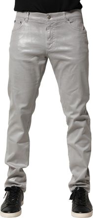 Dolce & Gabbana Mens Silver Cotton Stretch Slim Denim Jeans Elastane Clothing