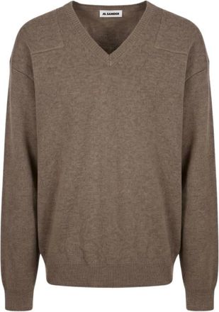 Jil Sander Wool Blend V-Neck Sweater - Heren - V-hals truien - Groen - M - Wol - Truien & Vesten
