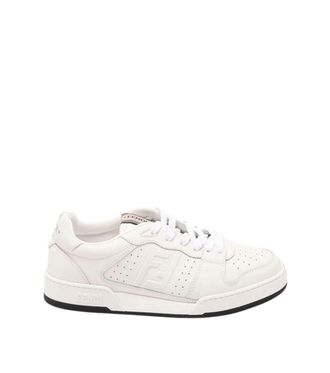 Fendi White Perforated Logo Sneakers