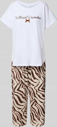 Louis & Louisa Pyjama mit Stitching Modell Wild und Wunderbar in Weiss, Gr&ouml;&szlig;e XXL