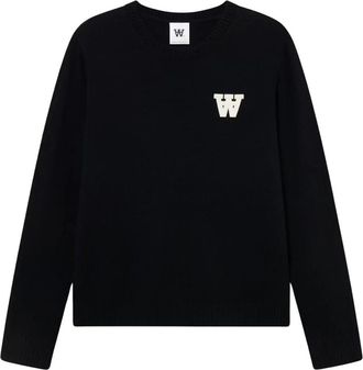Wood Wood Tay Pullover - Heren - Ronde hals truien - Zwart - S - Wol - Truien & Vesten