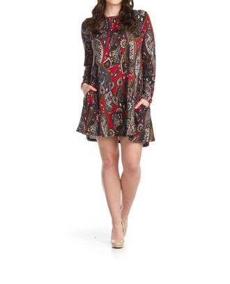 Papillon Paisley Knit A-Line Sweater Dress In Multi