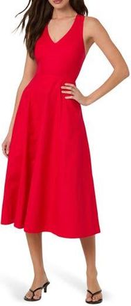 ASTR the Label Cross Back Sleeveless Midi Dress in Red at Nordstrom Rack, Size X-Small
